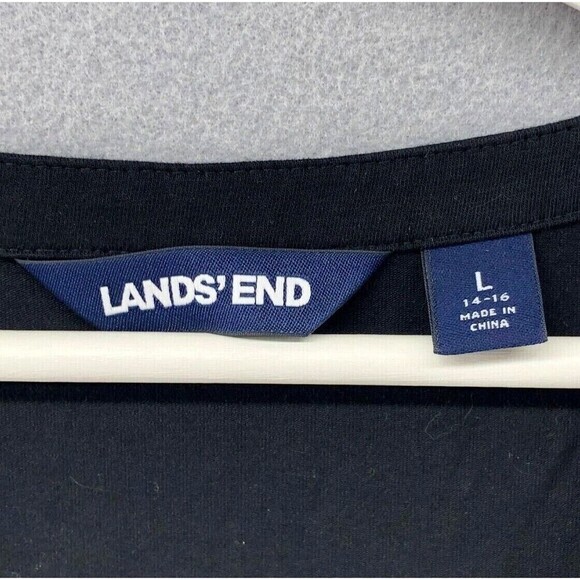 Lands' End Ponte Knit Pockets Maxi Dress Womens Large 14-16 Beach Stretch Black - Picture 3 of 10